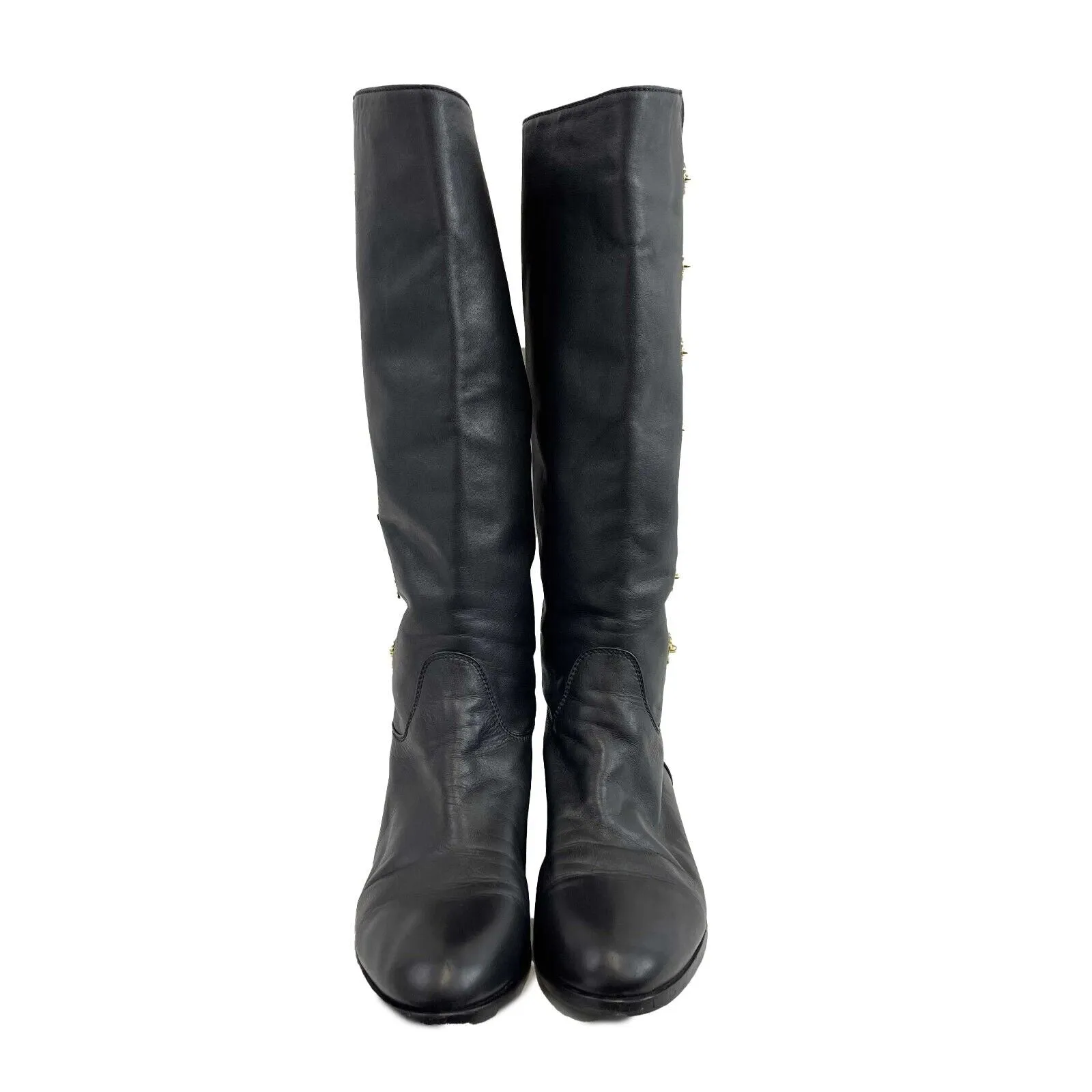 CHANEL - Black Turn Lock CC Leather Boots - 38 US 8