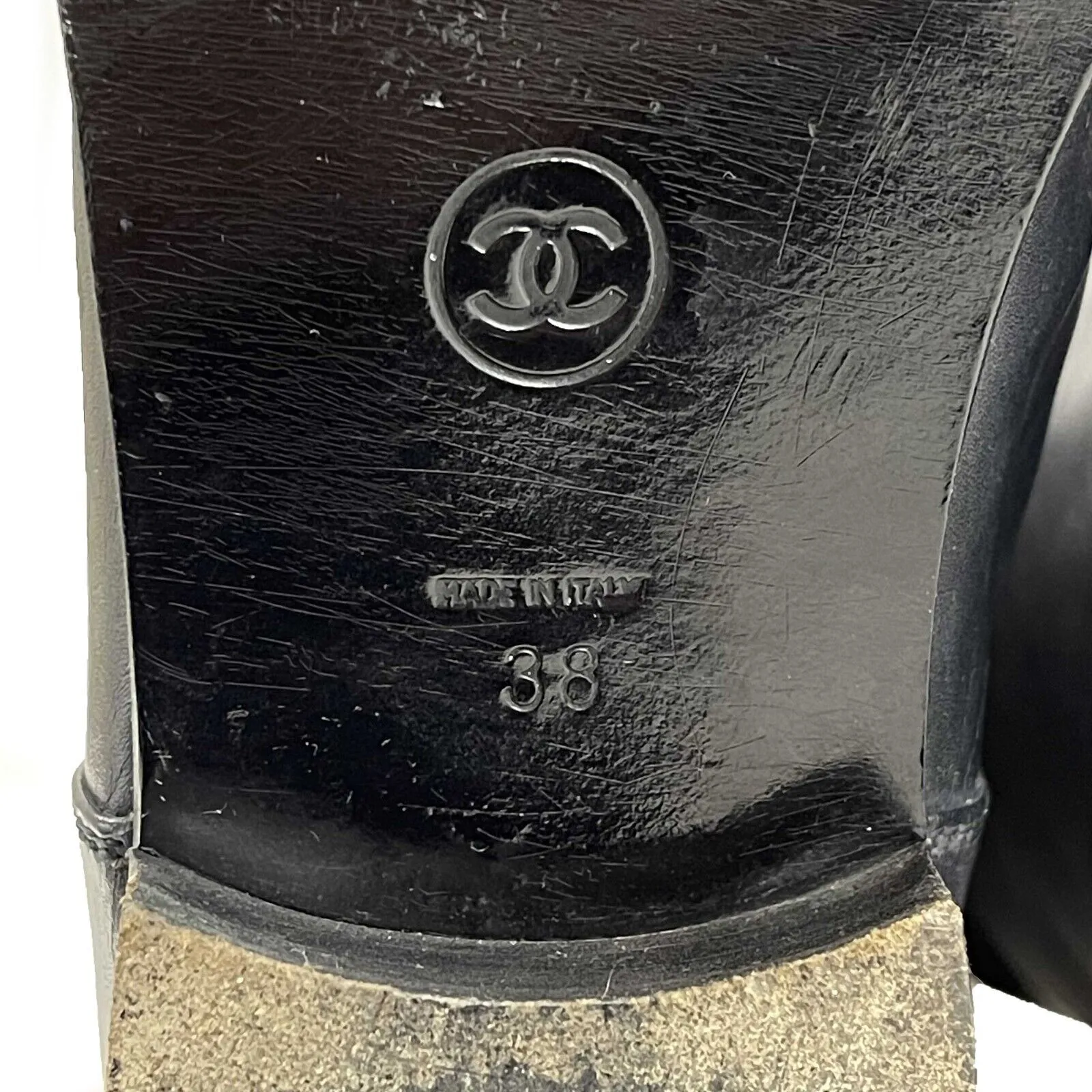 CHANEL - Black Turn Lock CC Leather Boots - 38 US 8
