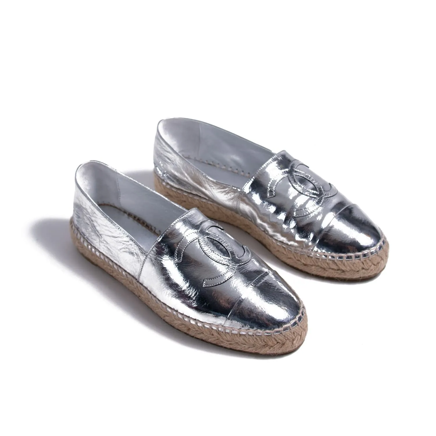 Chanel Metallic Leather CC Espadrilles