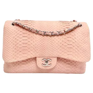 Chanel Pink Python Jumbo Double Flap Handbag