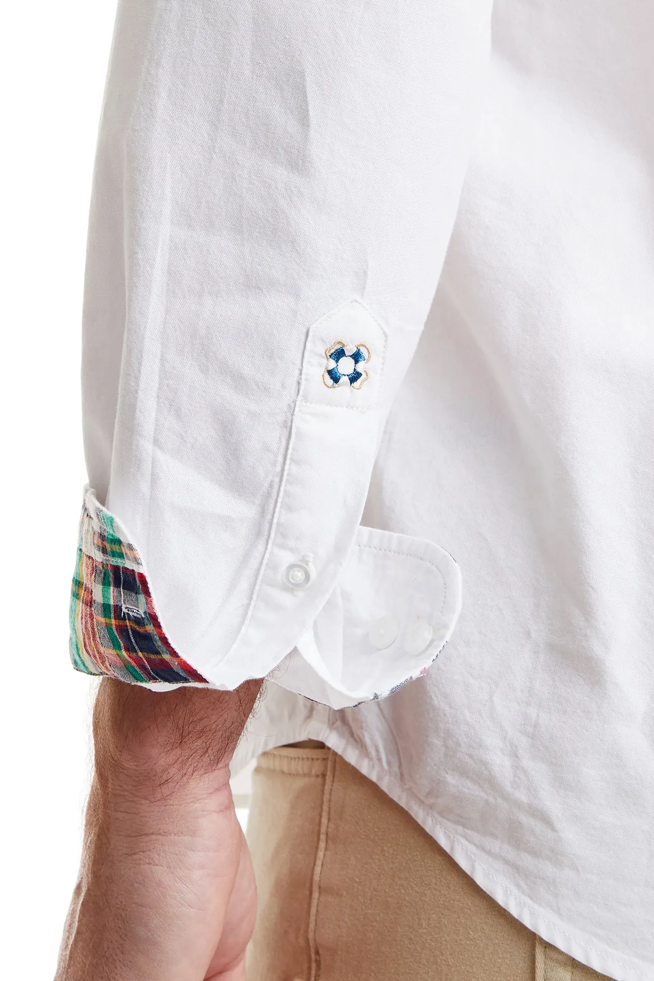 Chase Shirt White Oxford with Osterville Patch Madras