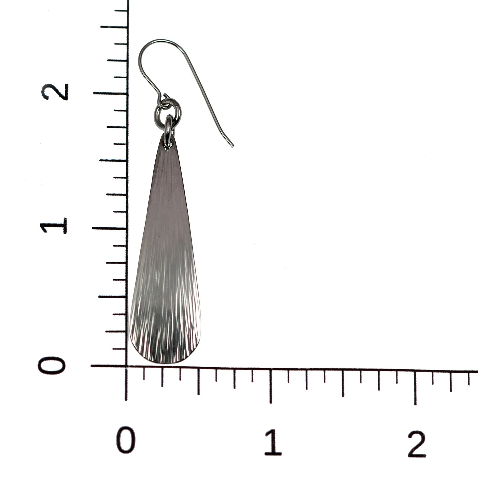 Chased Stainless Steel Long Teardrop Earrings