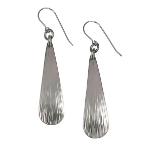Chased Stainless Steel Long Teardrop Earrings