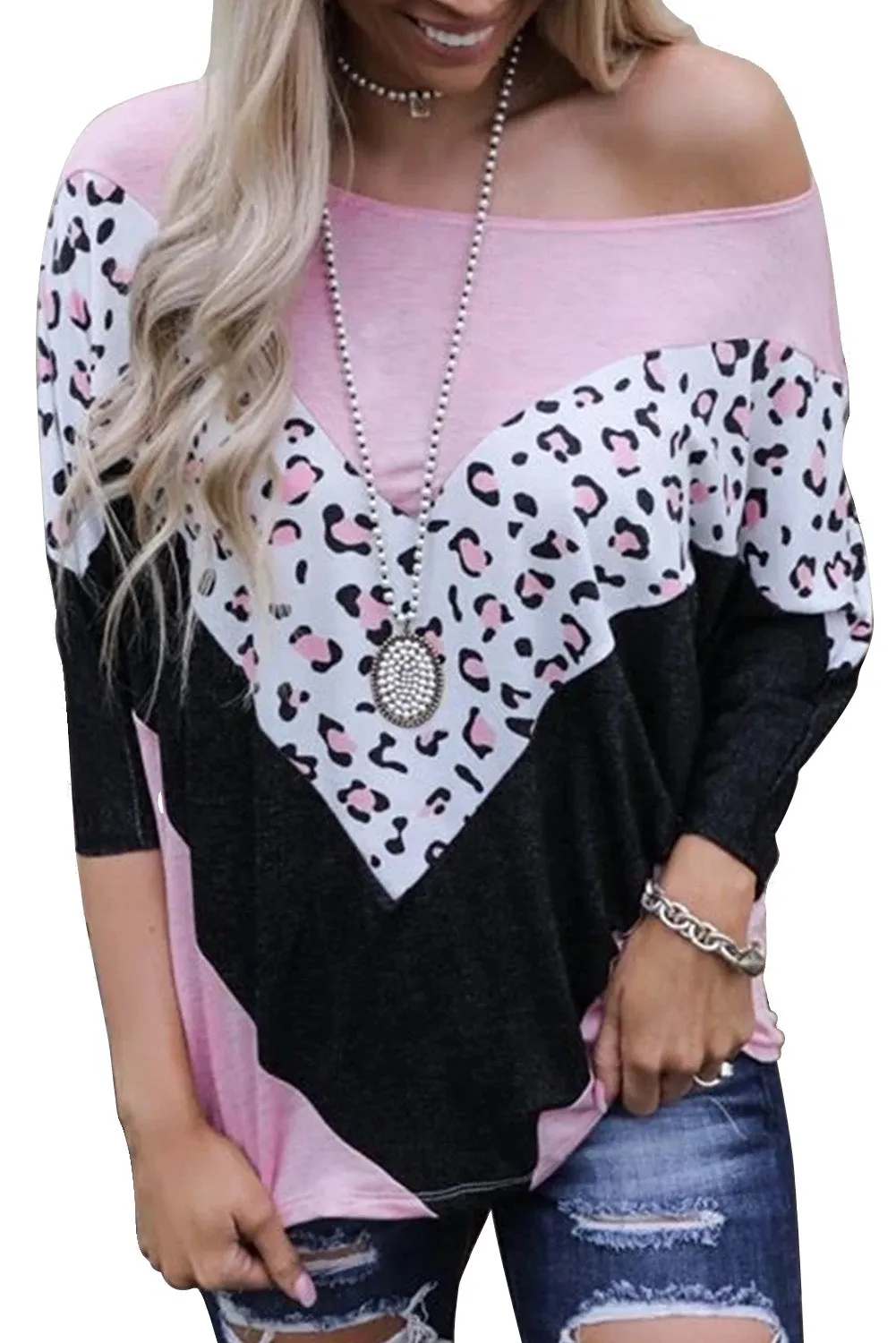 Checkered V Dolman Top