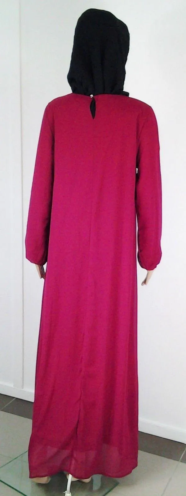 Chiffon double layer Kaftan Women Islamic Abaya Jilbab Long Sleeve HSZ10009 (ML)