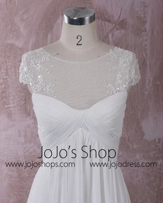 Chiffon Wedding Dress with Illusion Neckline | QT85137