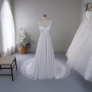 Chiffon Wedding Dress with Illusion Neckline | QT85137