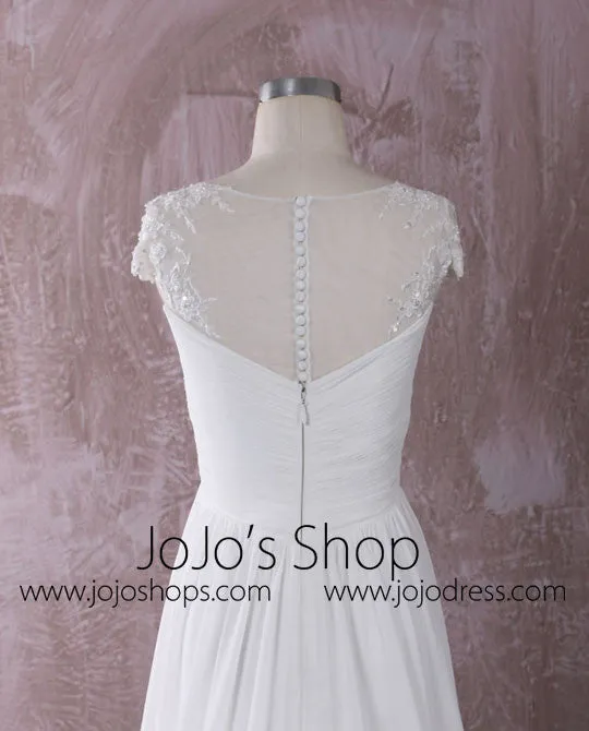 Chiffon Wedding Dress with Illusion Neckline | QT85137