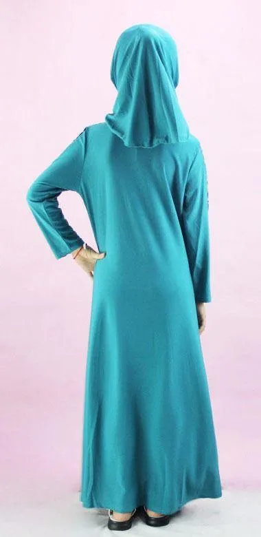 Children Girls Muslim Dress Kids Long Sleeve Abaya Islamic 4-14T