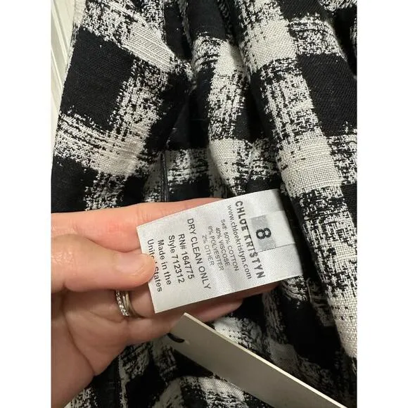 Chloe Kristyn Scoop Neck Checked Mini Dress Size 8