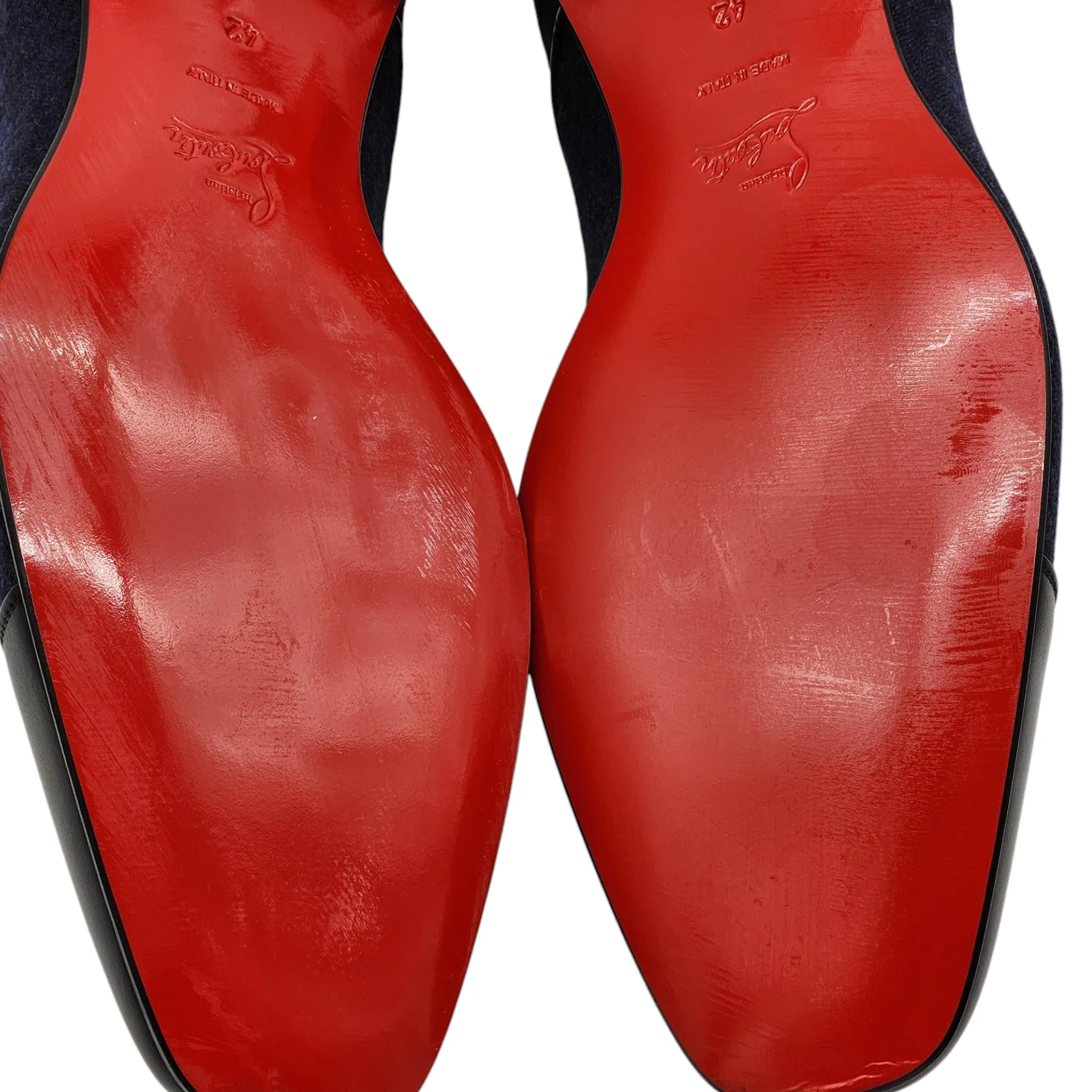 Christian Louboutin Alpha Male Oxford Shoes - Fabric and Leather - Black Blue - 42