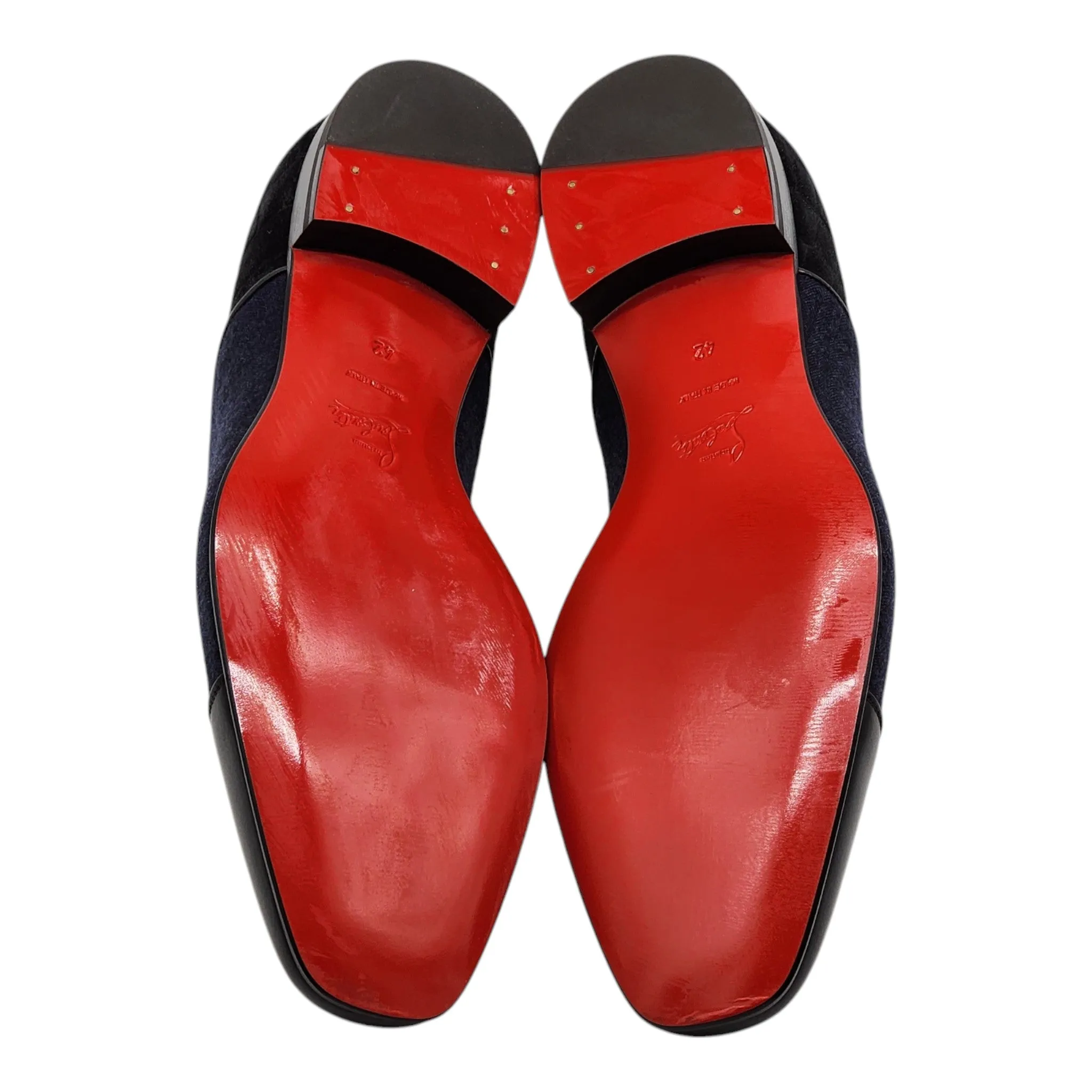 Christian Louboutin Alpha Male Oxford Shoes - Fabric and Leather - Black Blue - 42