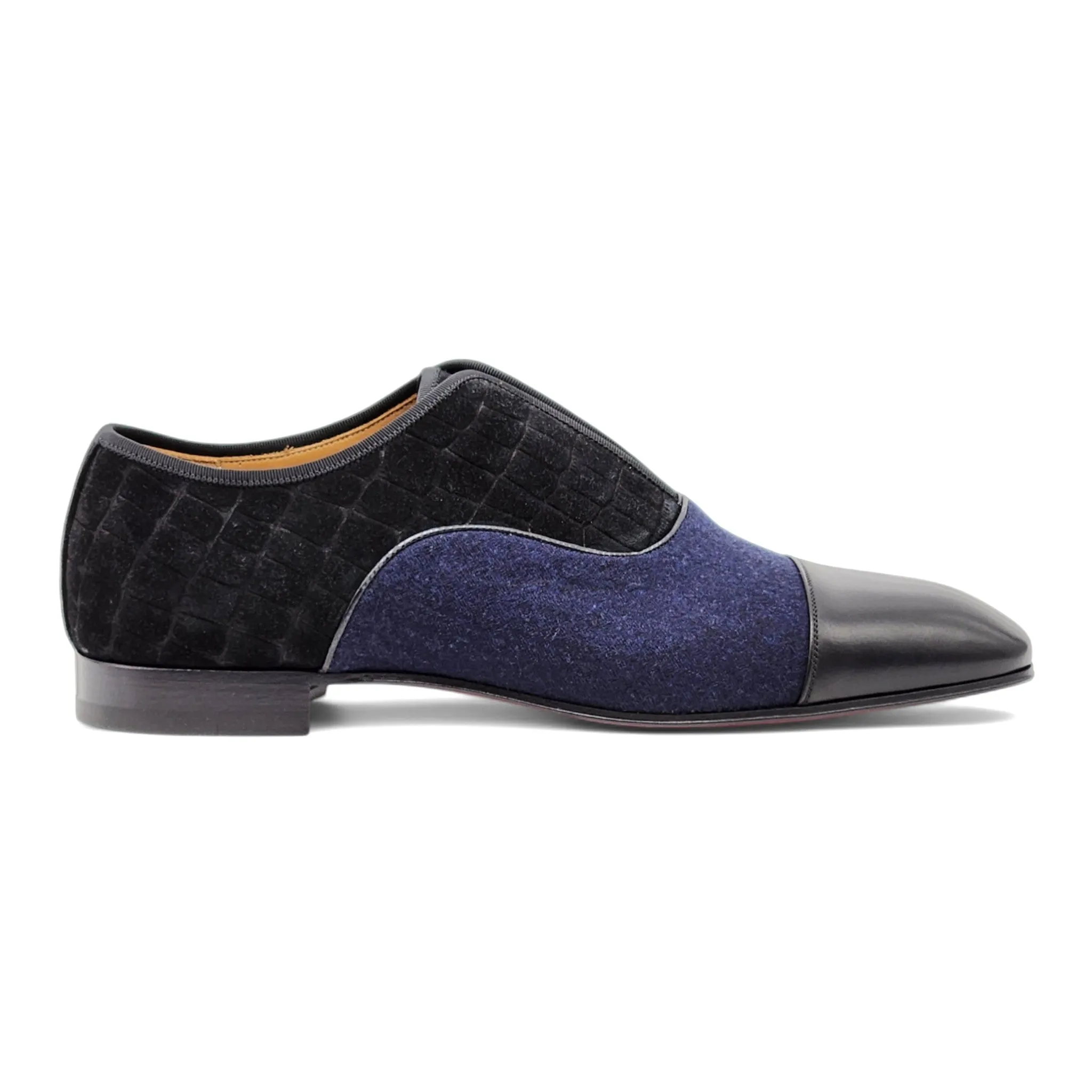 Christian Louboutin Alpha Male Oxford Shoes - Fabric and Leather - Black Blue - 42