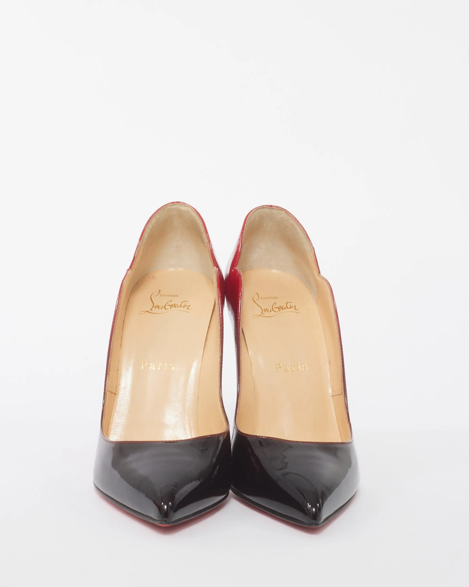 Christian Louboutin Black and Red Patent Leather Hot Chick 120mm Pumps - 37