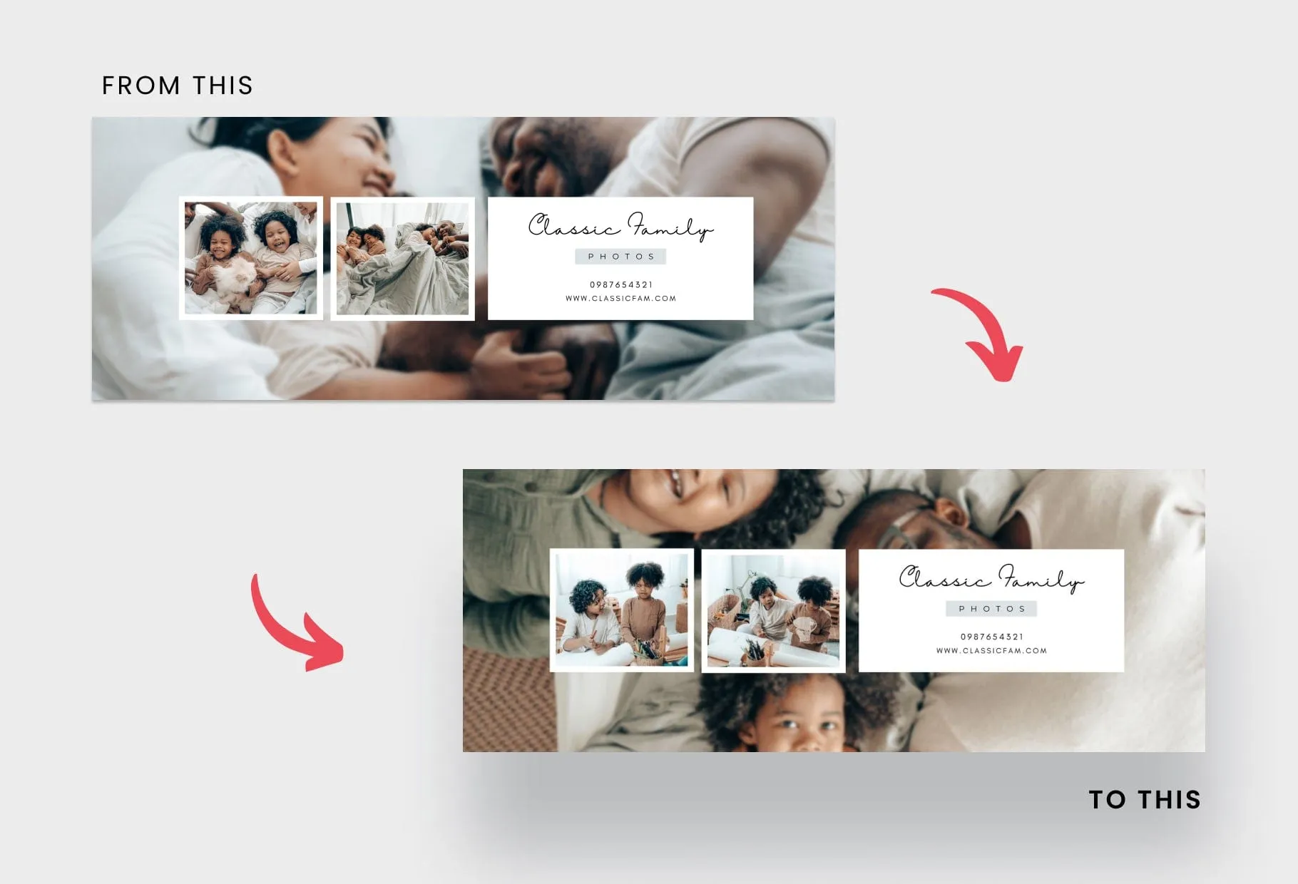 Classic Family Photos Facebook Cover for Photographers Editable Canva Template