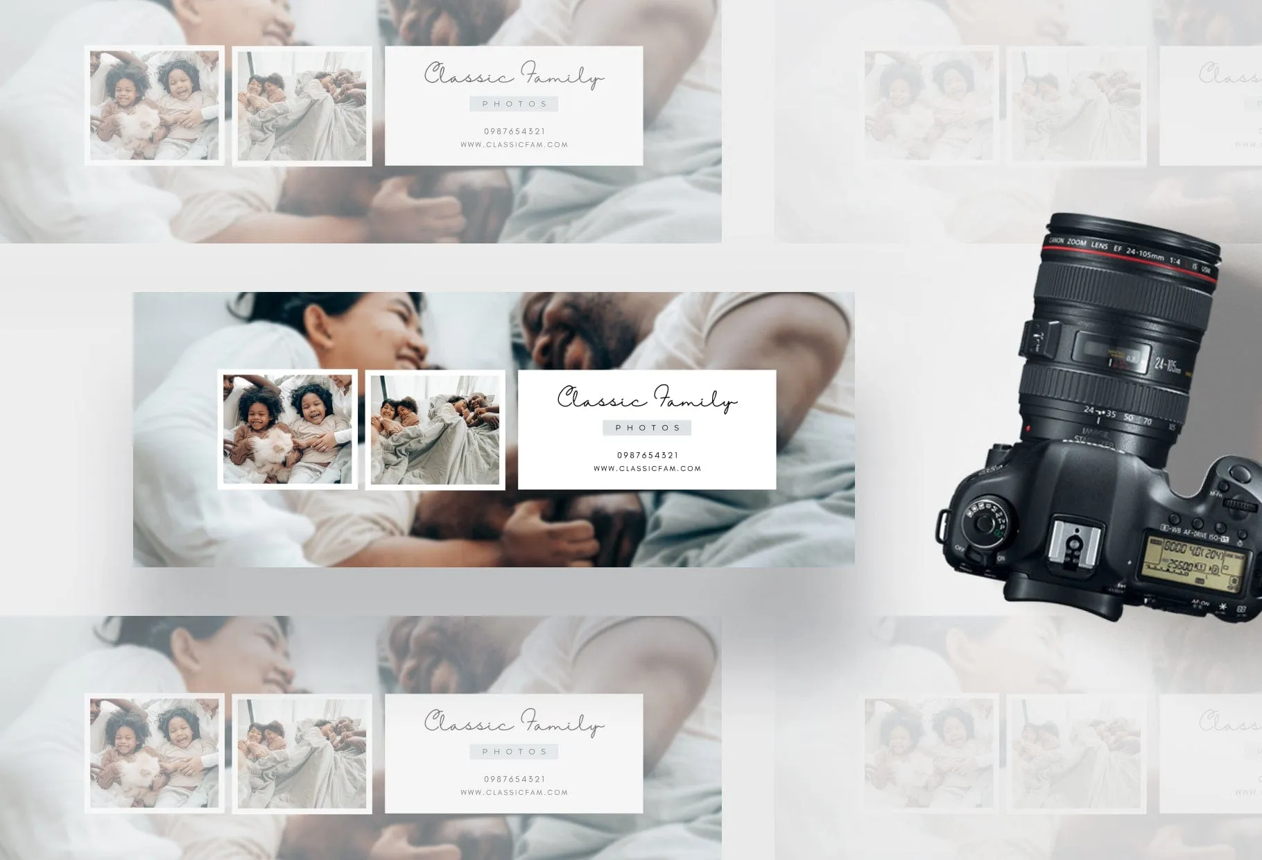 Classic Family Photos Facebook Cover for Photographers Editable Canva Template