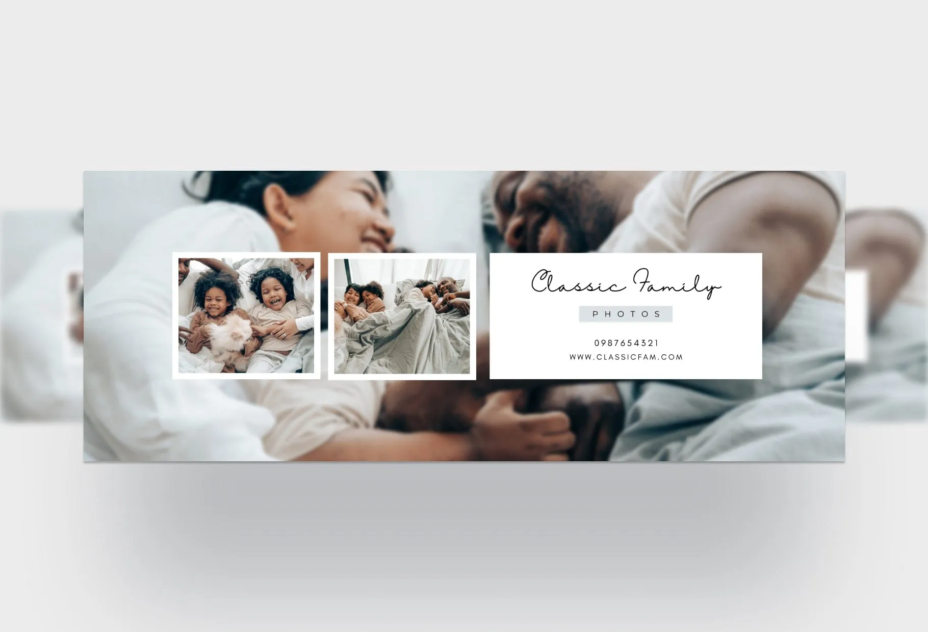 Classic Family Photos Facebook Cover for Photographers Editable Canva Template
