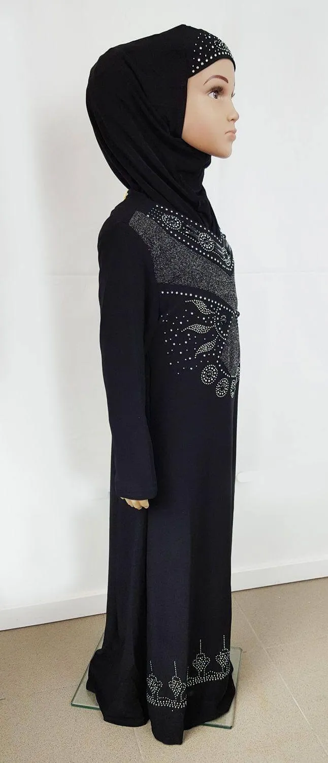 Classic Girls Muslim Dress Kids Long Sleeve Abaya Islamic 3-12T