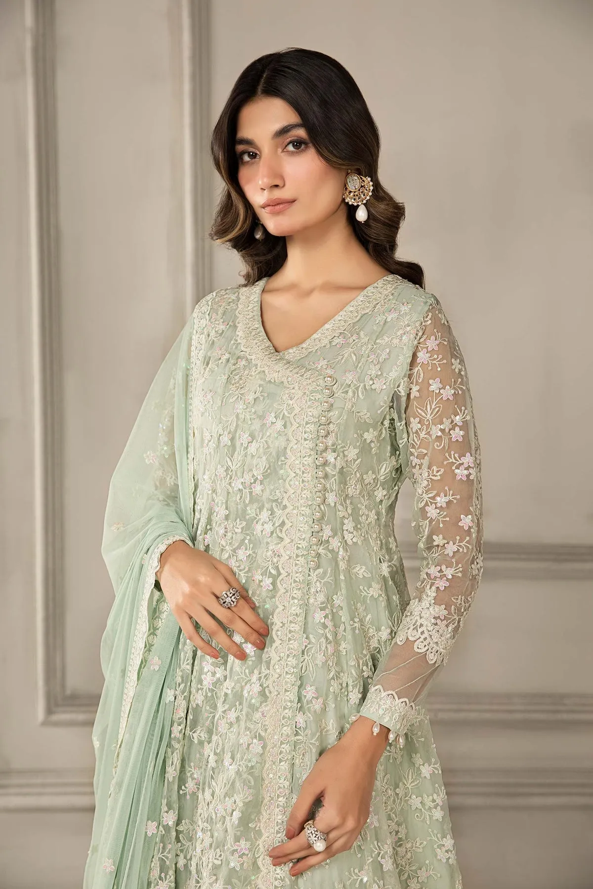 Classic Light Green Shade Maria B Luxury Formal Pakistani Salwar Suit