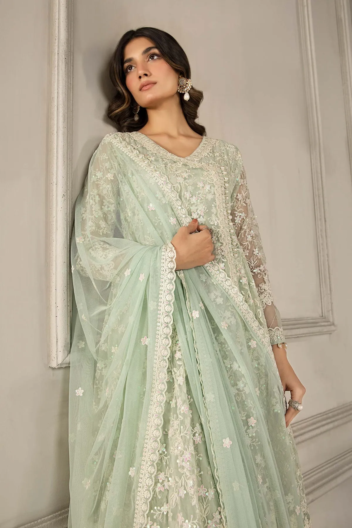 Classic Light Green Shade Maria B Luxury Formal Pakistani Salwar Suit