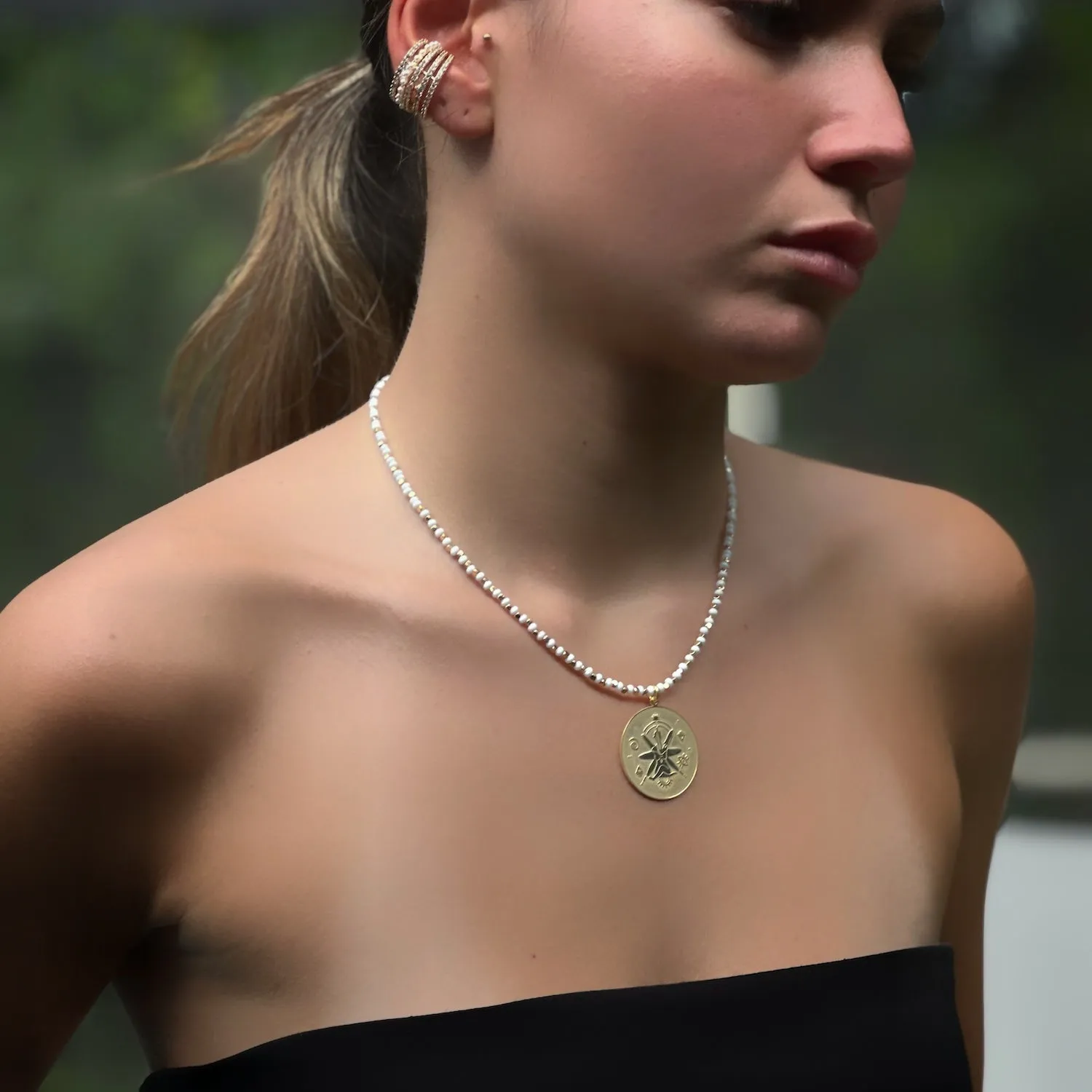 Cleopatra Pearl & Diamond Cuff Earring