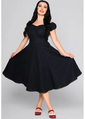 Collectif Dolores Denim 50's Swing Dress Navy