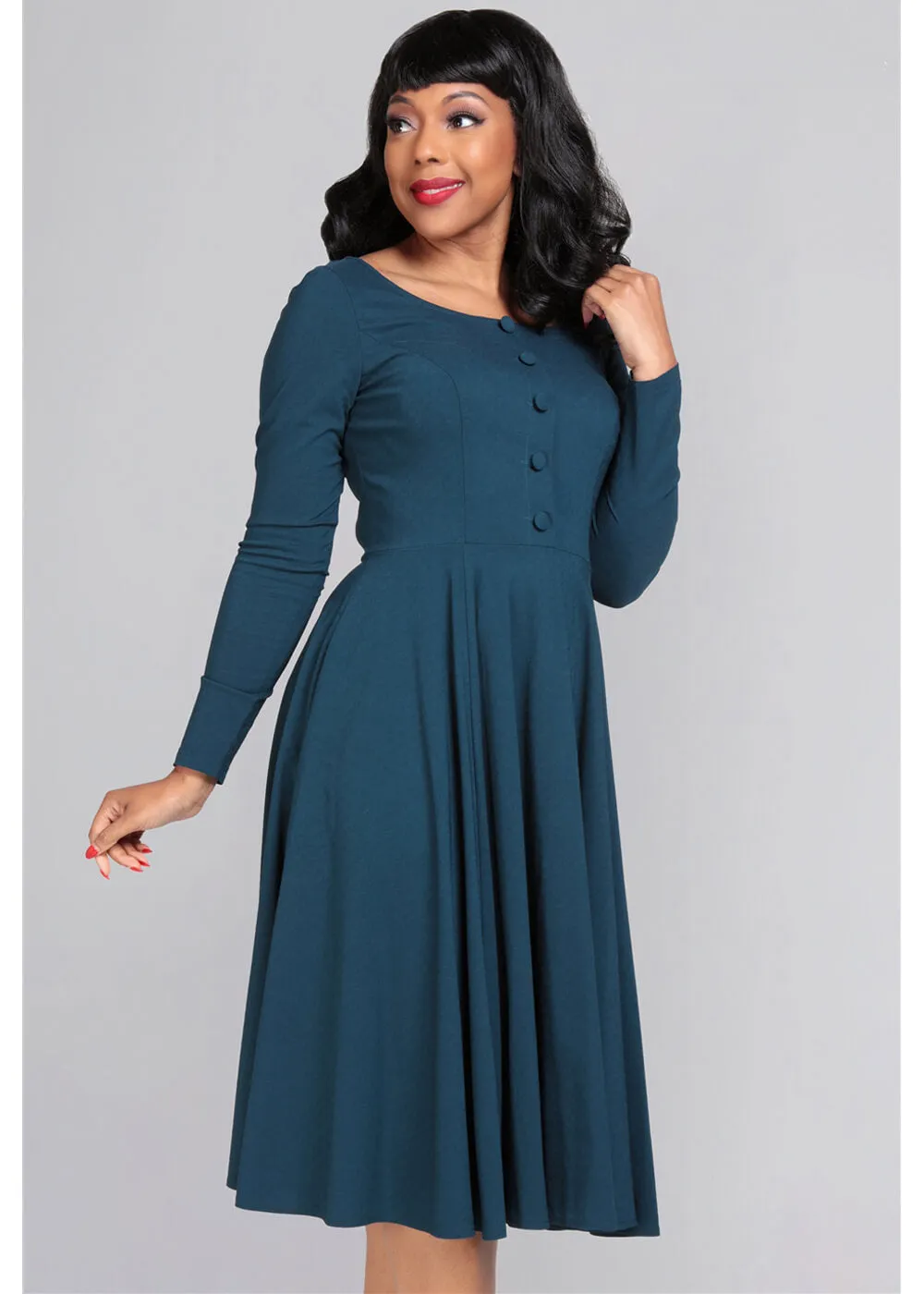 Collectif Edith 50's Swing Dress Teal