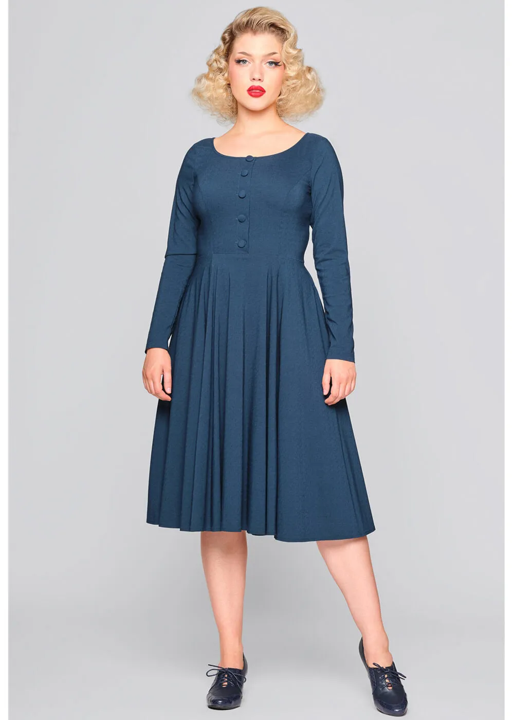 Collectif Edith 50's Swing Dress Teal