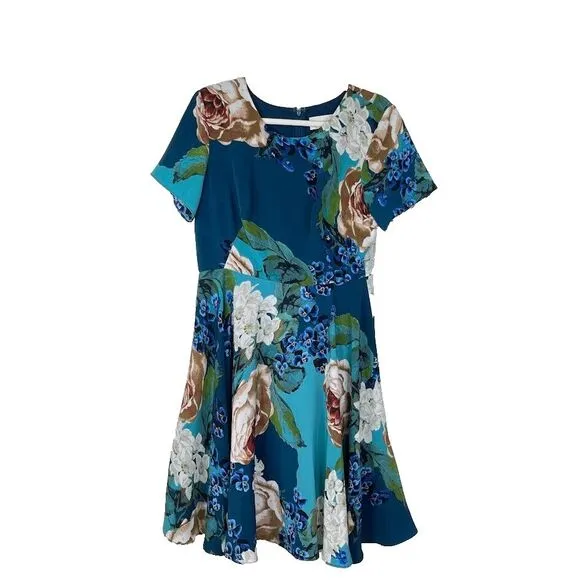 Corey Lynn Calter Anthrpology Flare Mini Dress Size 10 Floral Zipper Boho Party