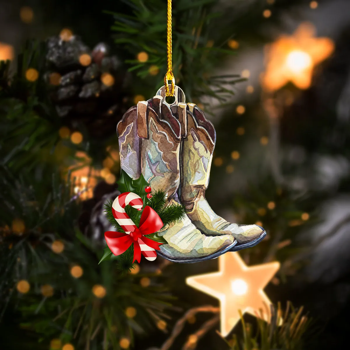 Cowgirl Shoes Christmas - Shaped Ornament - BHN97 - 1235