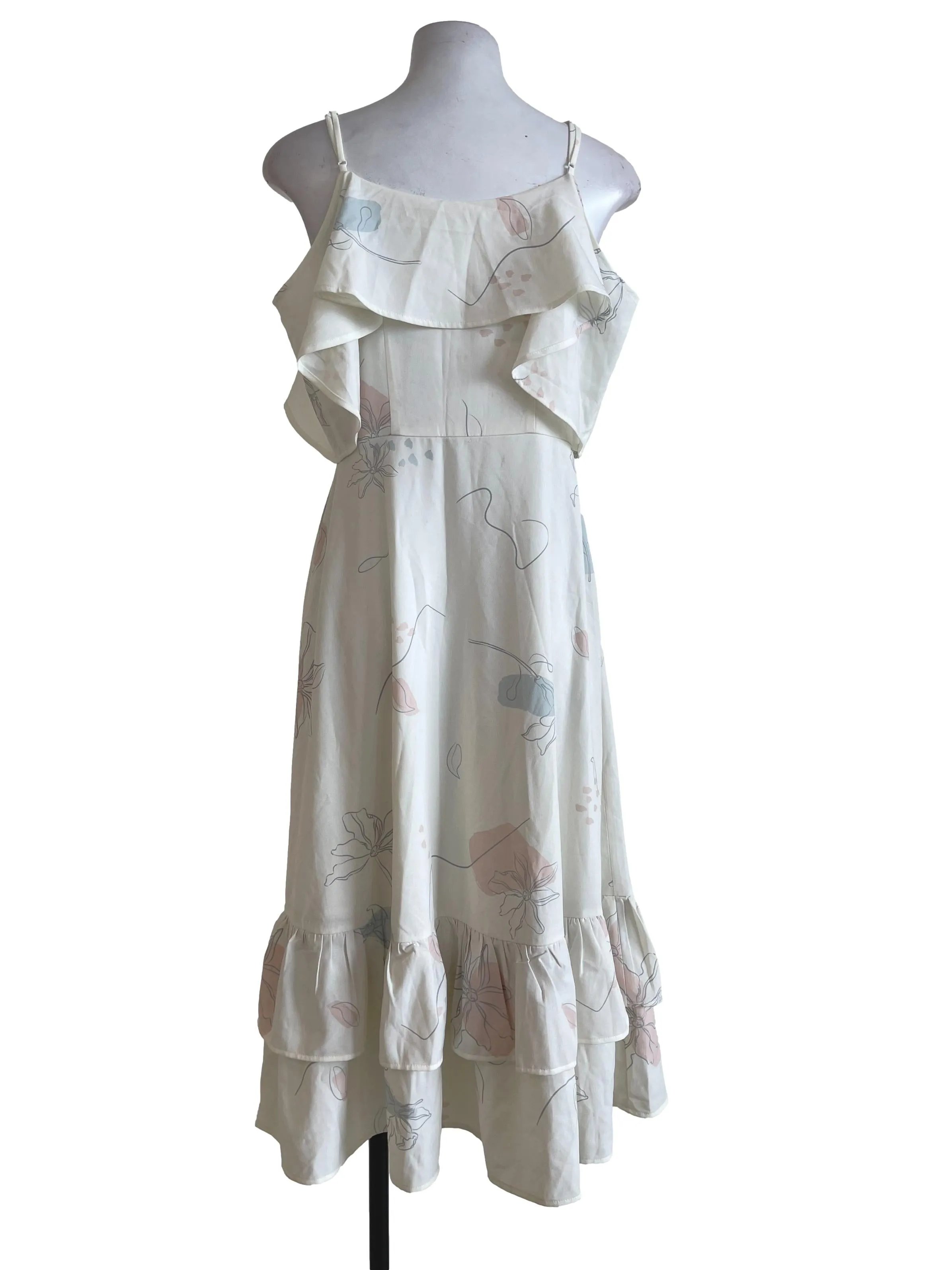 Creamy Minimalist Floral Dress