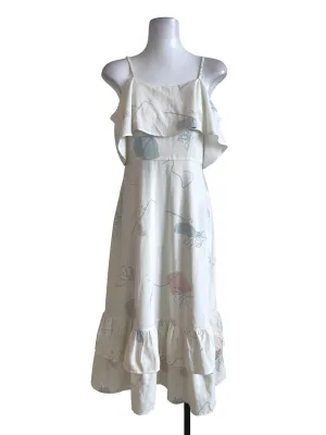 Creamy Minimalist Floral Dress