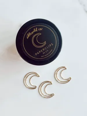 Crescent Moon Gold Plated Paper Clips