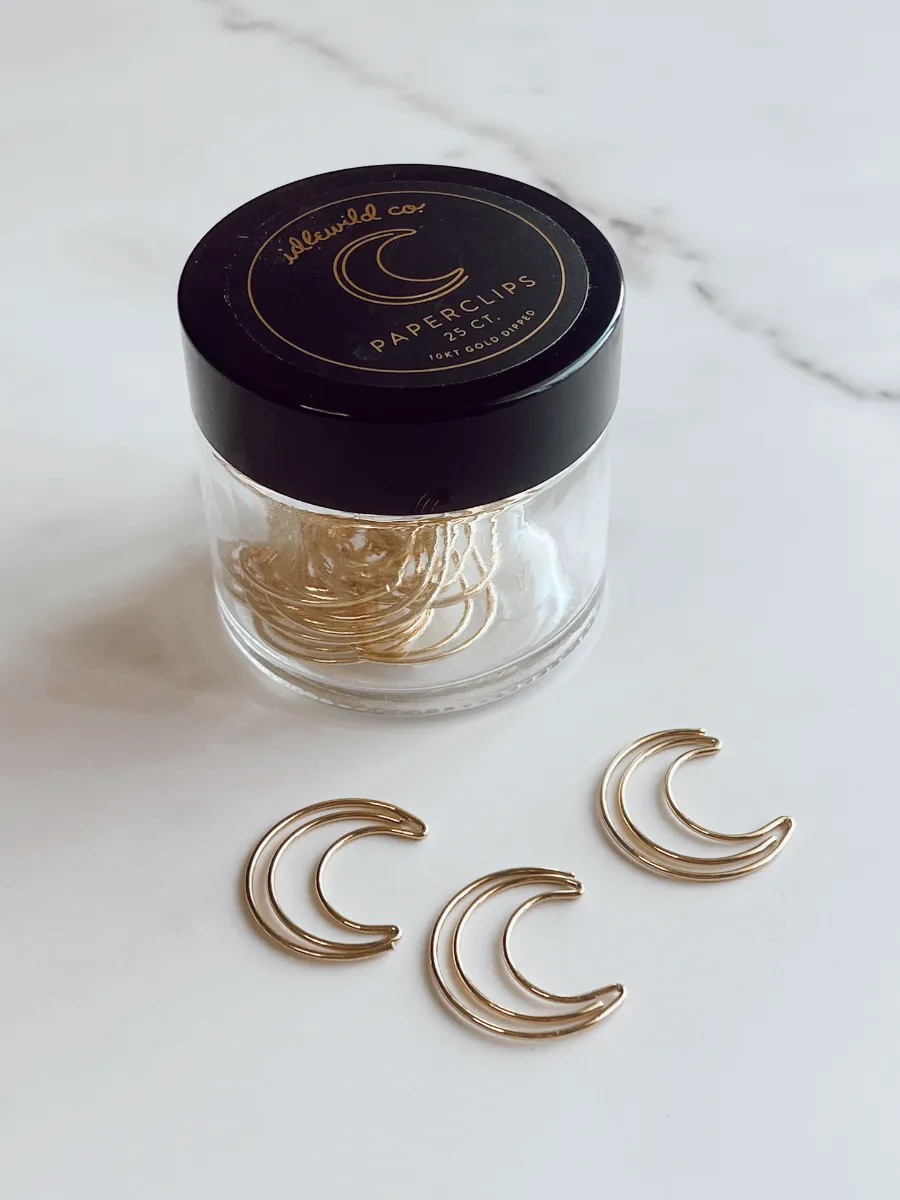 Crescent Moon Gold Plated Paper Clips