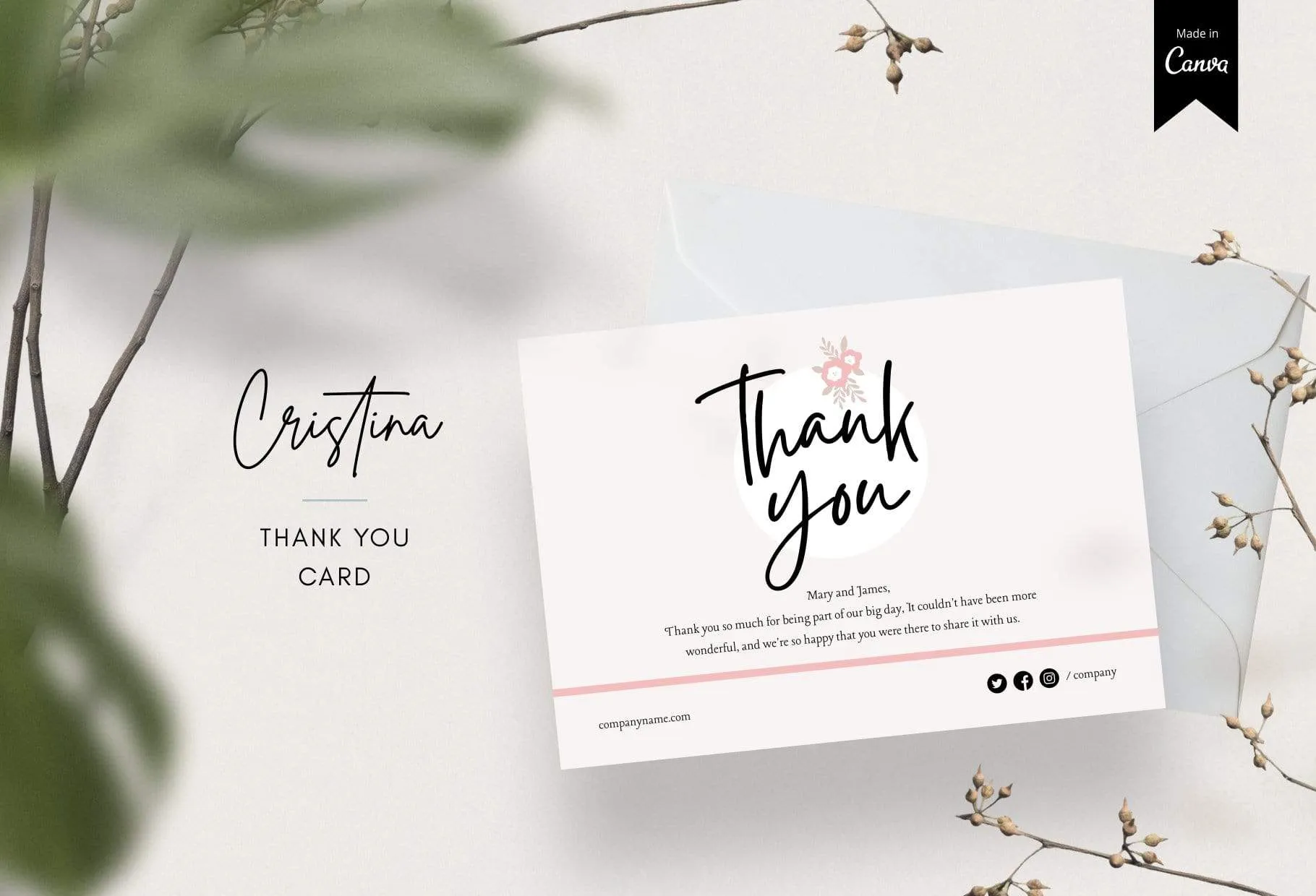Cristina Printable Thank You Card Packaging Insert Note Canva Template