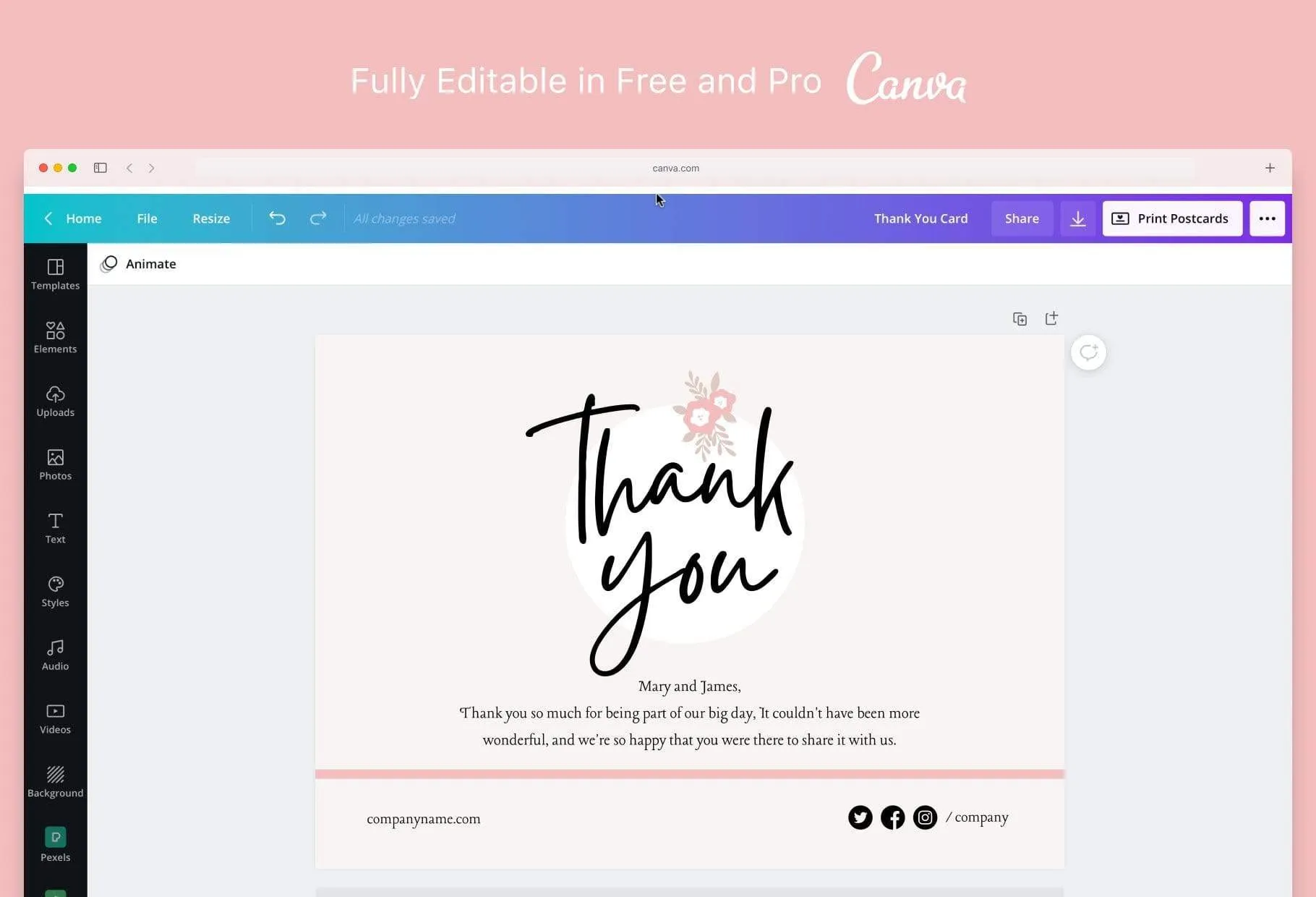 Cristina Printable Thank You Card Packaging Insert Note Canva Template