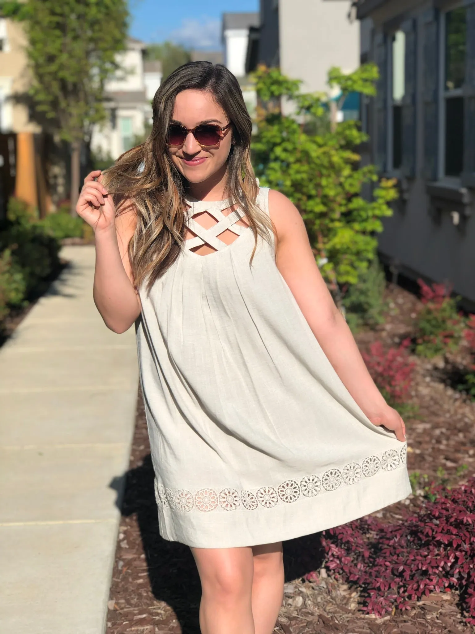CROSS CHEST SHIFT DRESS