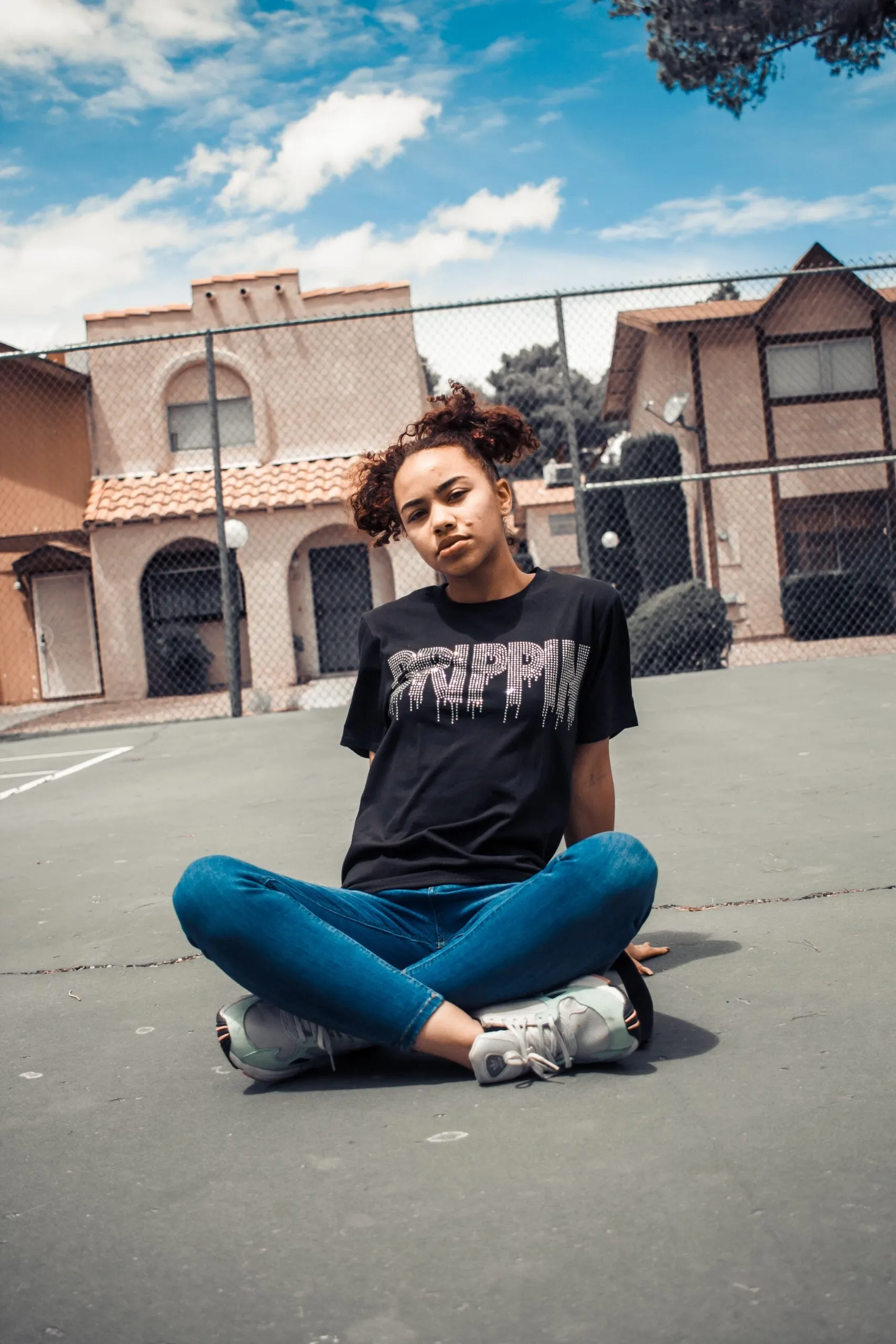 Crystal Clear Rhinestone Drippin | Black Tee