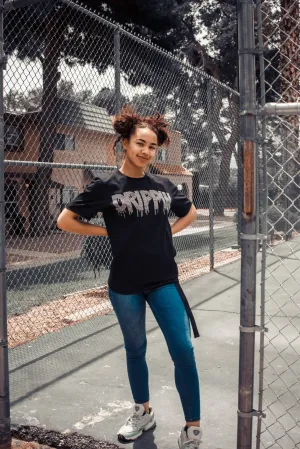 Crystal Clear Rhinestone Drippin | Black Tee