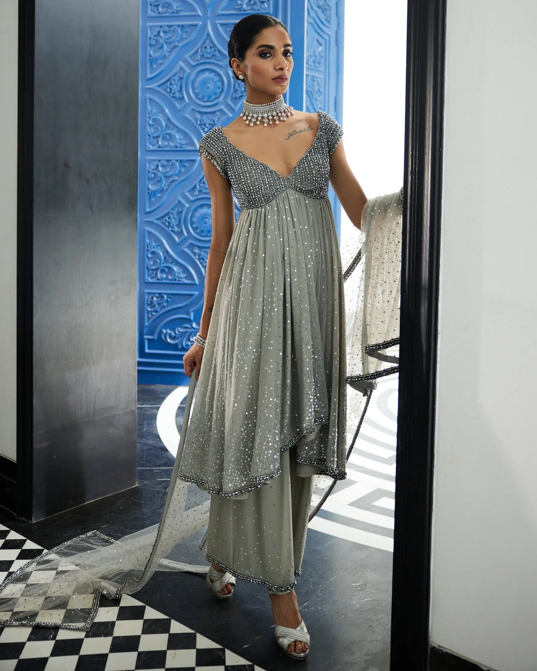 Crystal Grey Kurta Set