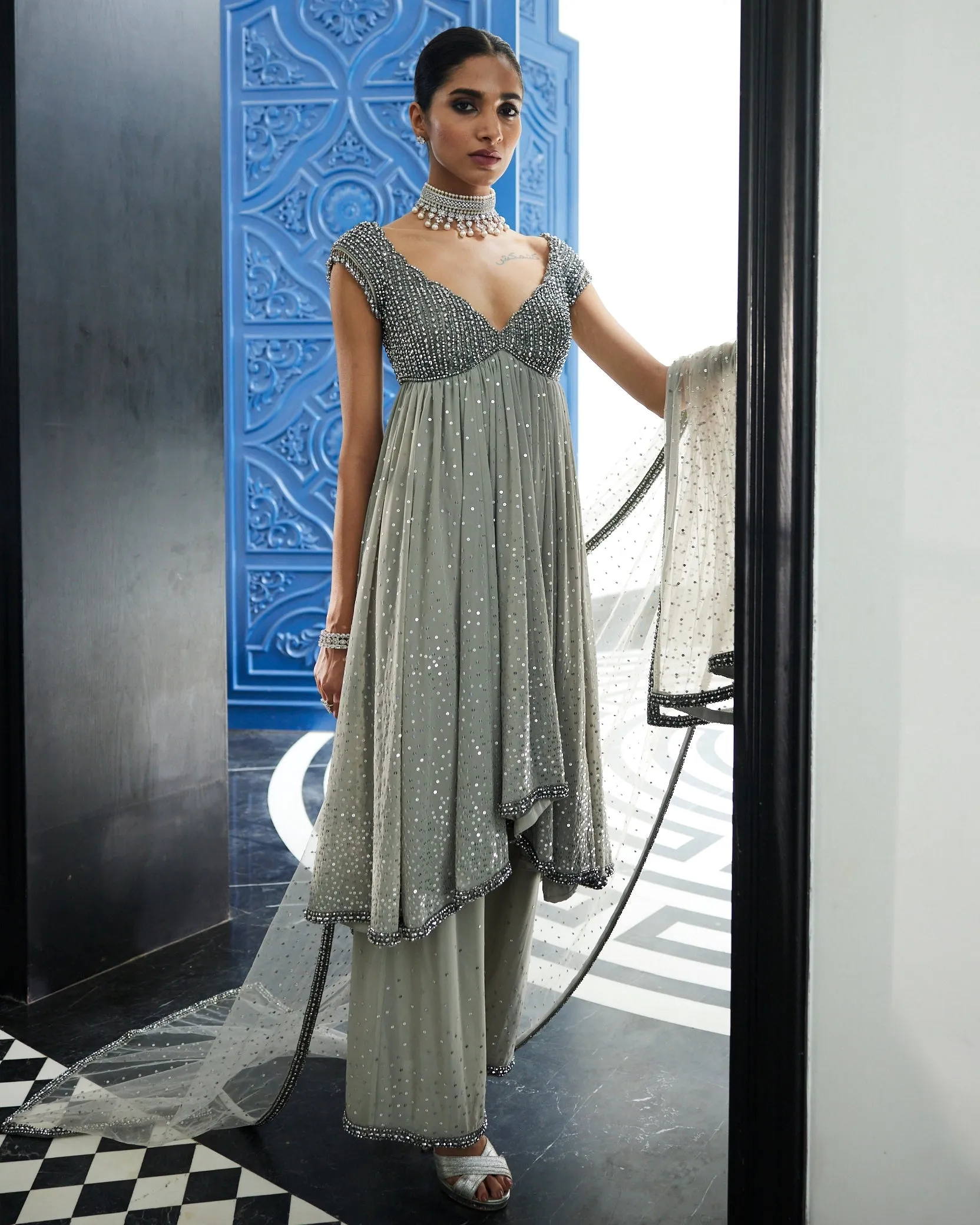 Crystal Grey Kurta Set