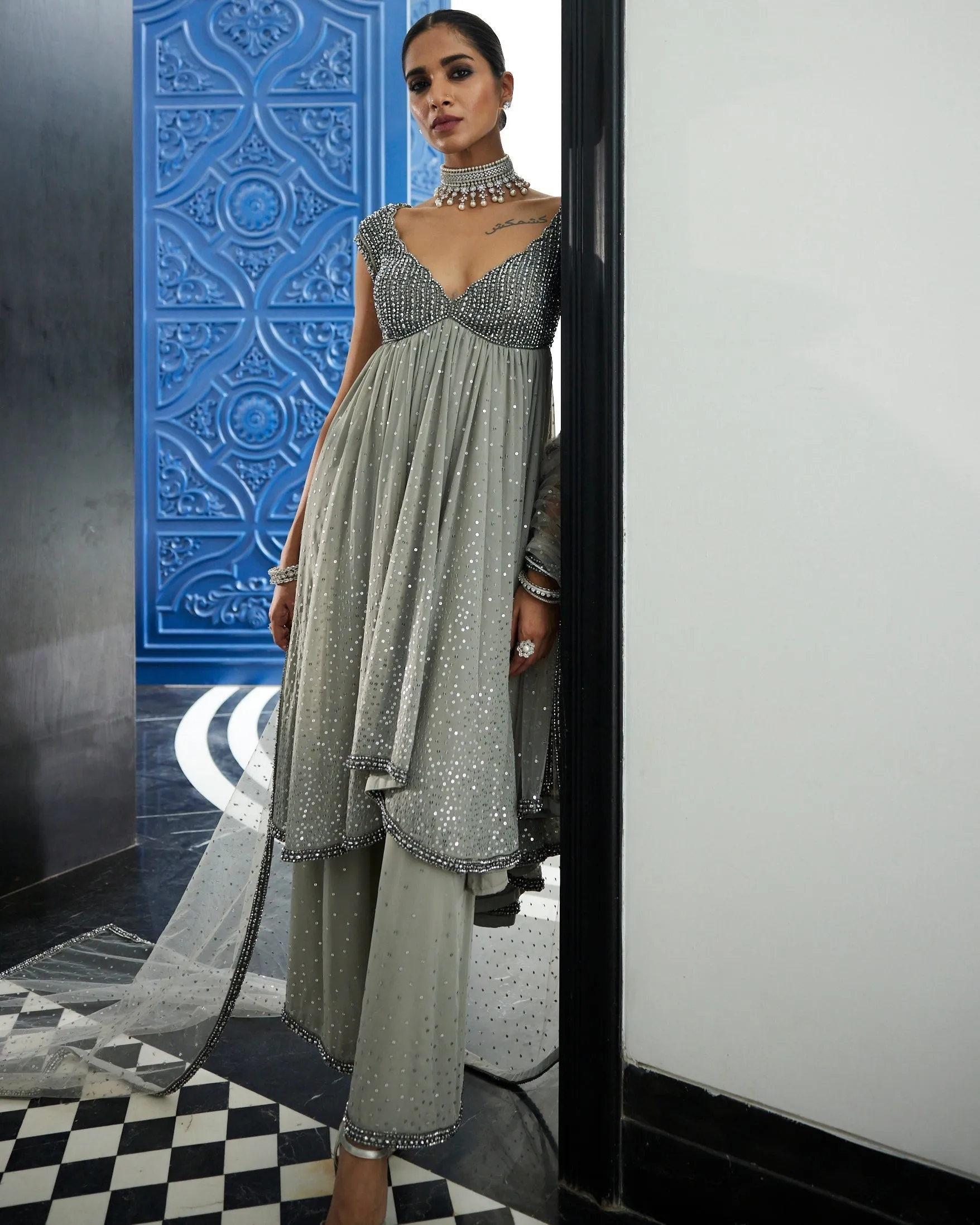 Crystal Grey Kurta Set