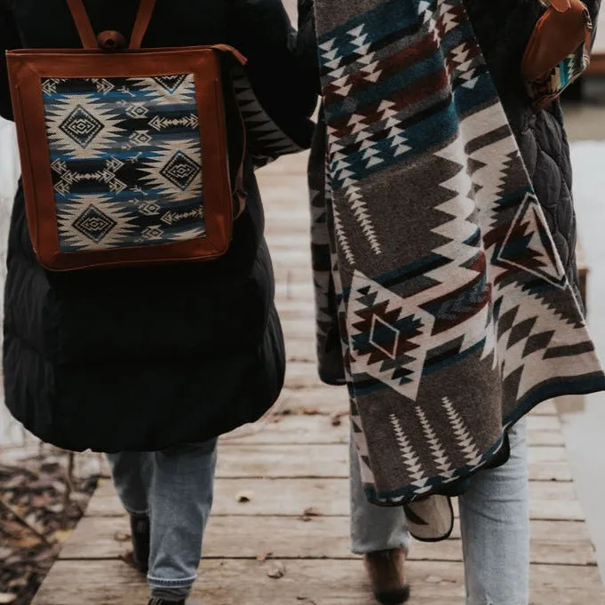 Cuenca Aztec Reversible Blanket  //  Grey/Teal/Red