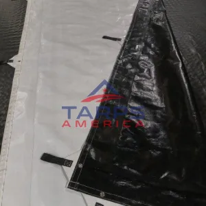 Custom 20mil – 10 oz.  Super Heavy Duty Woven Reinforced Polyethylene with Pull Handles Every 10'