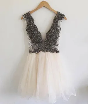 Custom Made Beaded Short Prom Dress, Homecoming Dress