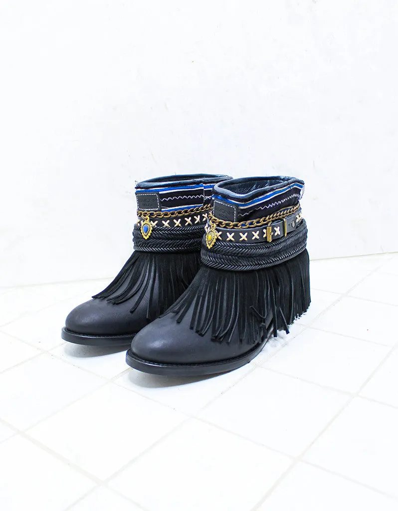 Custom Made Boho Boots in Black | SIZE 38