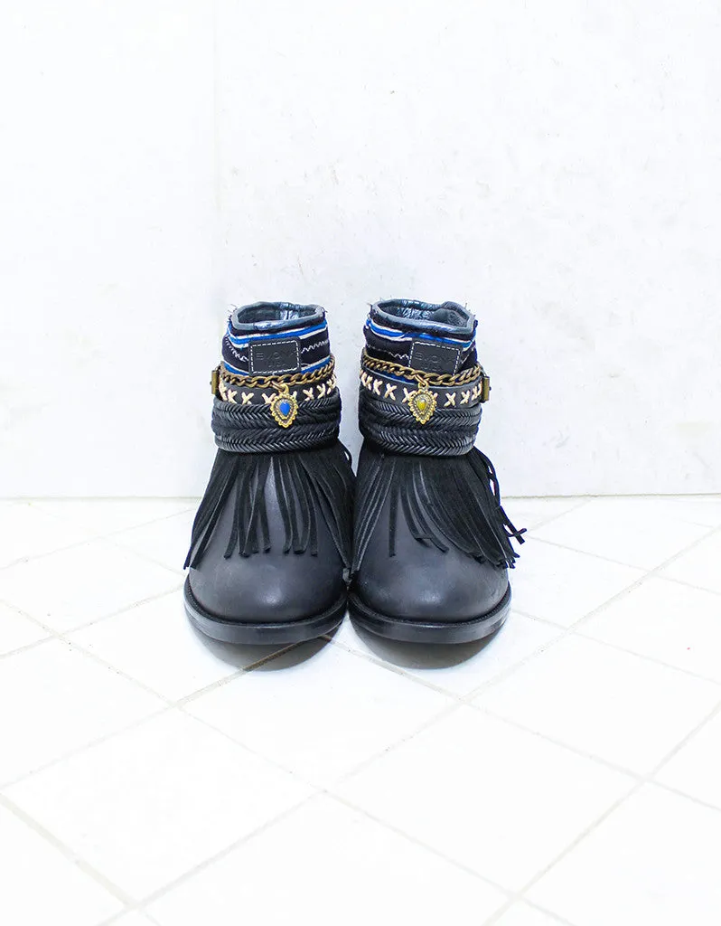 Custom Made Boho Boots in Black | SIZE 38