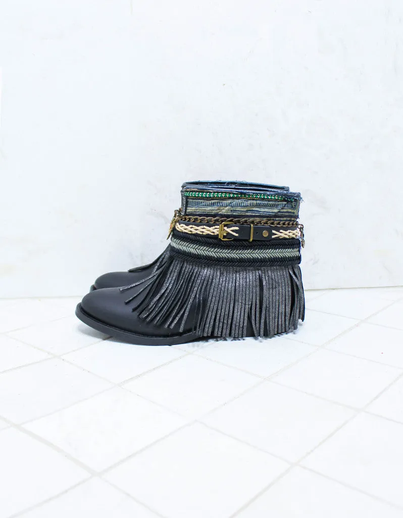 Custom Made Boho Boots in Black | SIZE 38