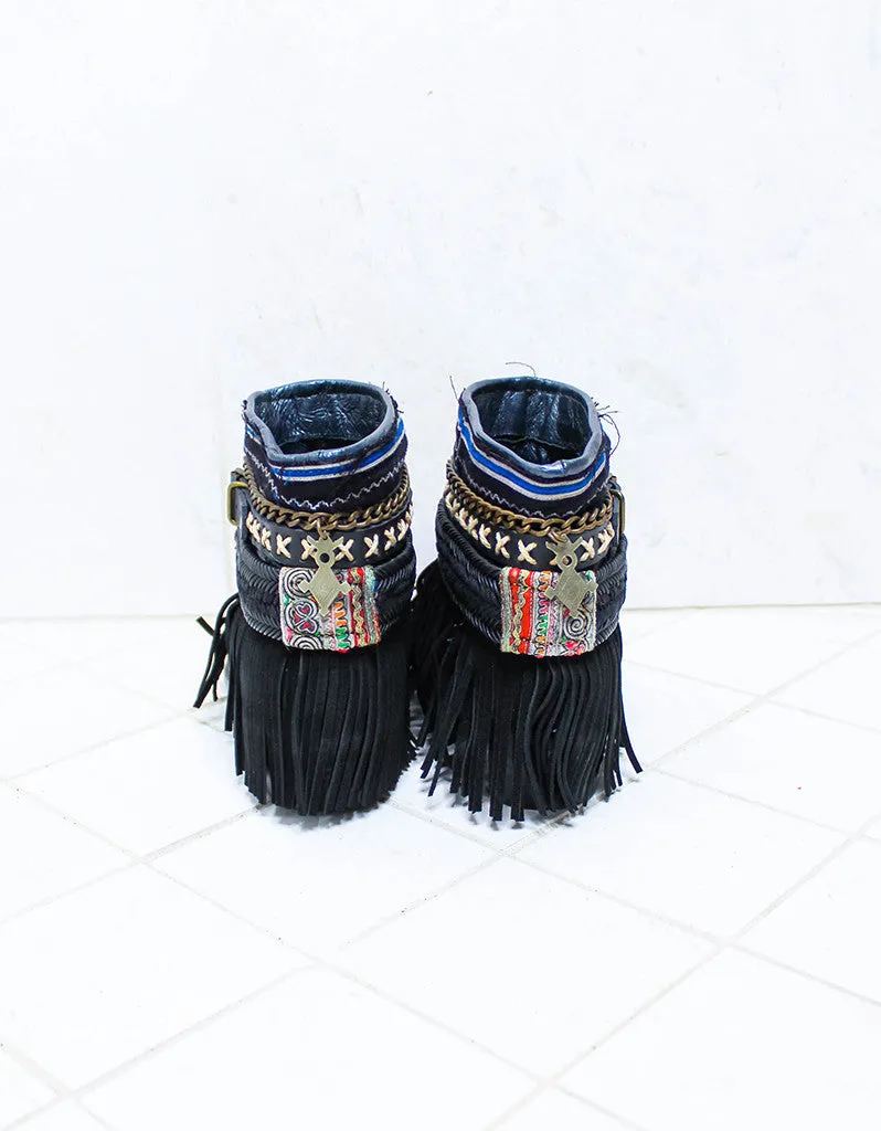 Custom Made Boho Boots in Black | SIZE 38
