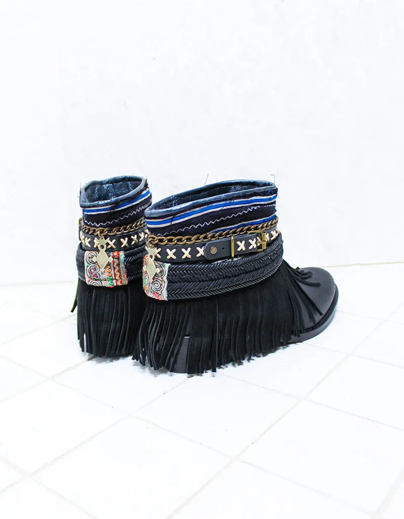Custom Made Boho Boots in Black | SIZE 38